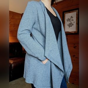Banana Republic blue herringbone open drape sweater